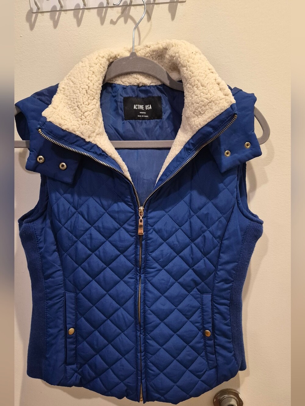 Active USA Quilted Royal Blue Sherpa-Lined Vest